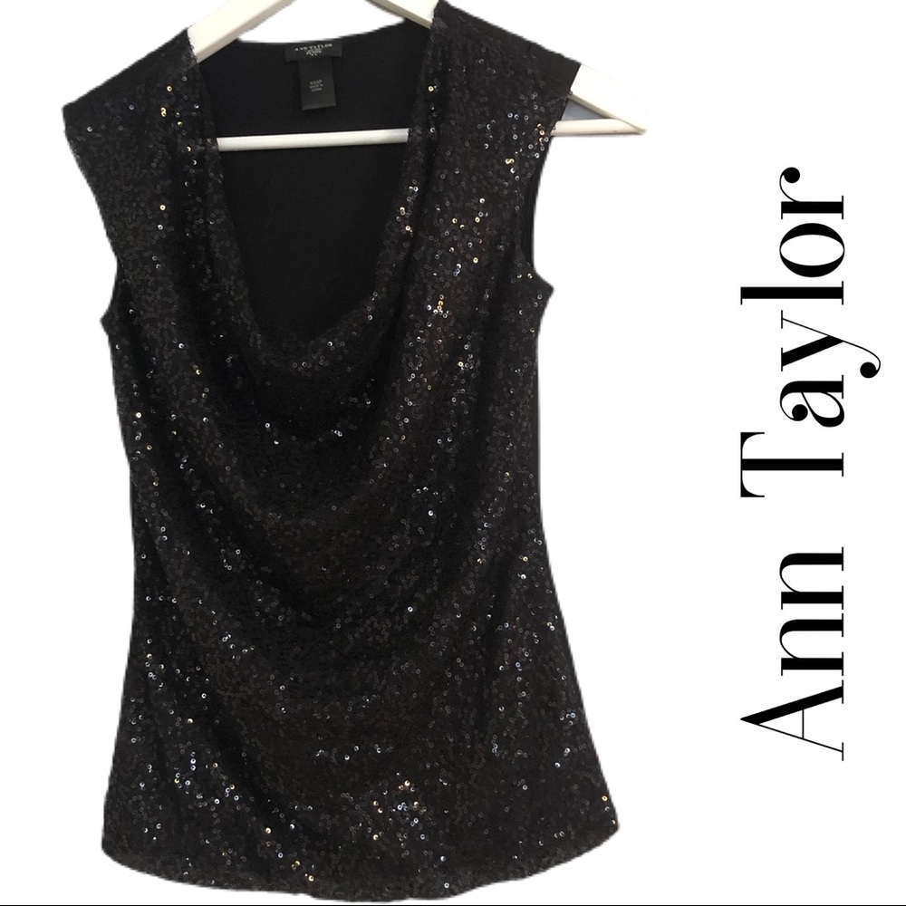 Ann Taylor sparkle top black XXS